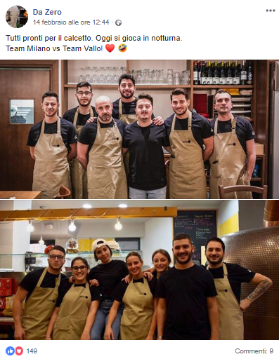 Post tratto dalla pagina Facebook della pizzeria Da Zero