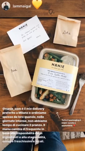 stories Instagram di un cliente al quale è stato appena consegnato il suo pranzo a domicilio
