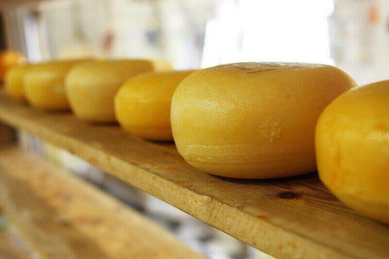 Forme di formaggio in fila pronte per essere vendute online