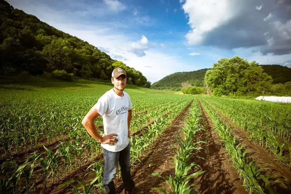 agricoltore in campo di prodotti bio da vendere online